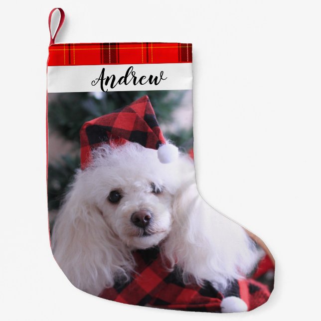 Poodle dog Christmas Holiday Stocking (Front)