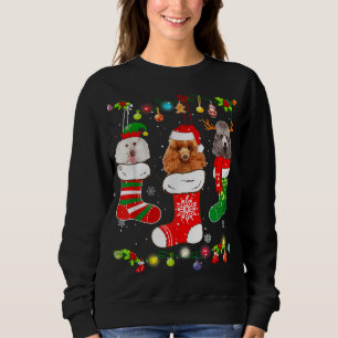Poodle Dog Christmas Lights Puppy Poodle Dog Lover Sweatshirt
