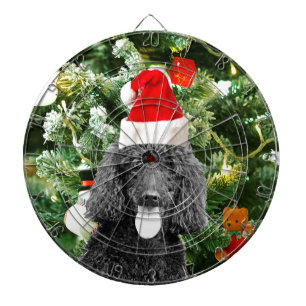 Poodle Dog Christmas Tree Snowman Red Santa Hat Dartboard