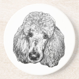 Poodle Dog Coaster – Black & White Face Art