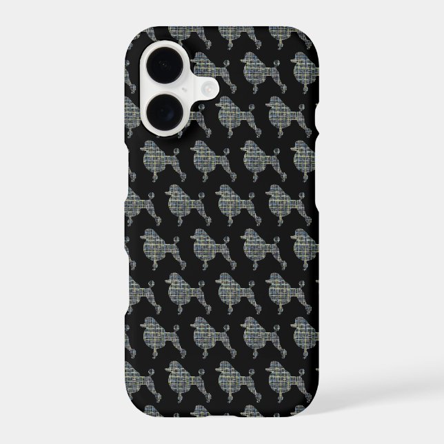 Poodle Dog Cute Silhouette Grid Black iPhone Case (Back)