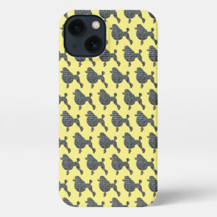 Poodle Dog Cute Silhouette Grid Yellow iPhone 13 Case