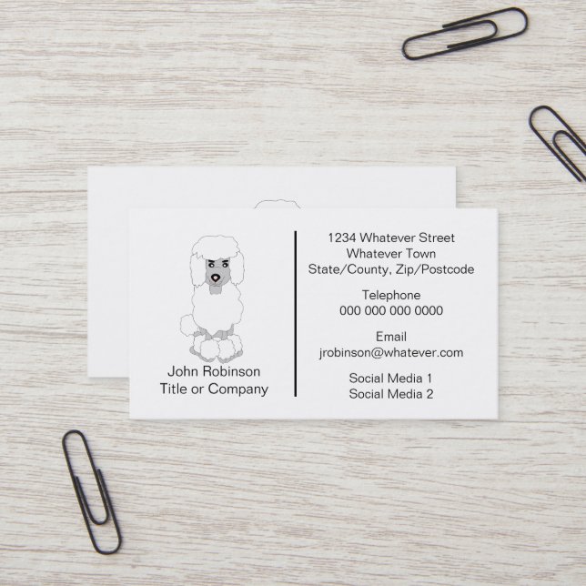 Poodle Dog Design Dog Grooming Parlour Business Card (Front/Back In Situ)