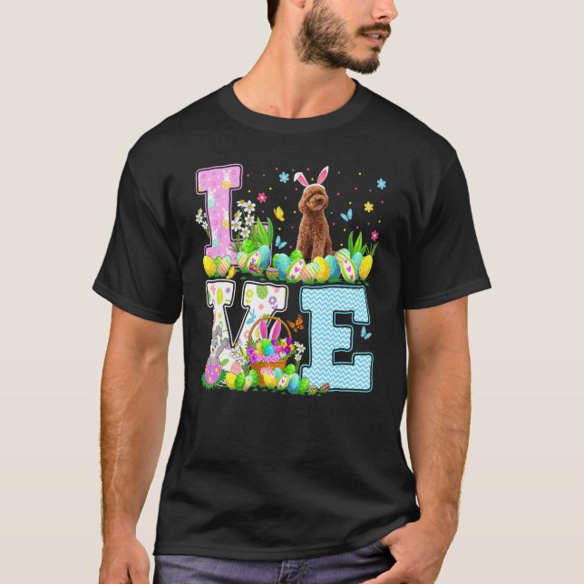 Poodle Dog Easter Egg Hunt  Love Poodle Easter Sun T-Shirt (Front)