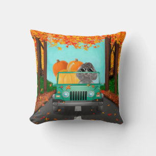 Poodle dog Fall Pumpkin Cushion