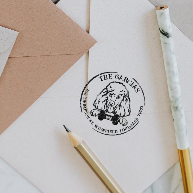 Poodle Dog Family Return Address  Rubber Stamp (Creator Uploaded)