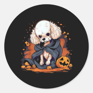 Poodle Dog Halloween Classic Round Sticker