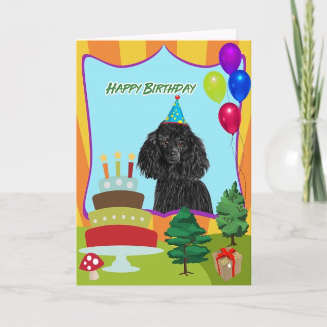 Poodle Dog Happy Birthday Card (Front)