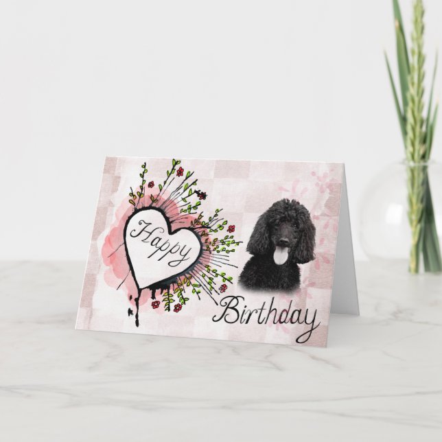 Poodle Dog Happy Birthday Greeting Card (Front)