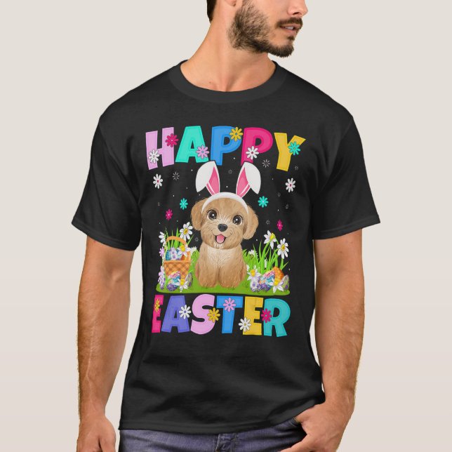 Poodle Dog   Happy Easter Bunny Poodle Easter Sund T-Shirt (Front)