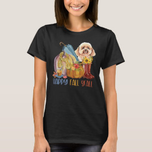 Poodle Dog Happy Fall Y All Christmas Thanksgivin T-Shirt