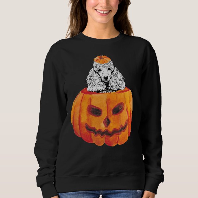 Poodle Dog Happy Halloween Pumpkin Sweatshirt (Front)