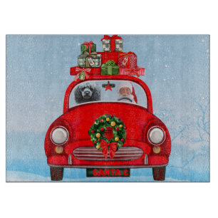 Poodle Dog In Car With Santa Claus  Cutting Board