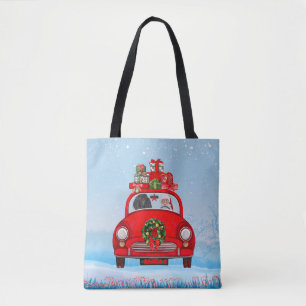 Poodle Dog In Car With Santa Claus  Tote Bag
