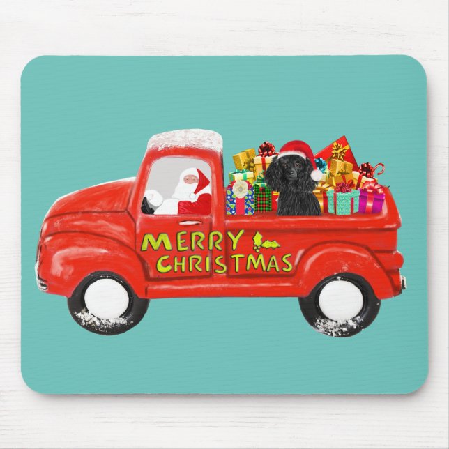 Poodle Dog in Christmas Delivery Truck Mouse Pad (Front)