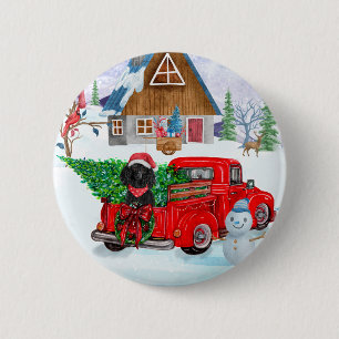 Poodle Dog In Christmas Delivery Truck Snow 6 Cm Round Badge