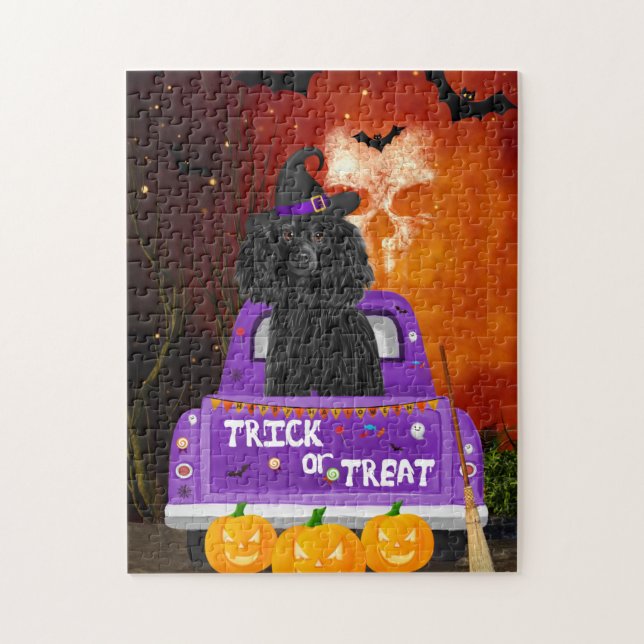 Poodle Dog in Halloween Truck  Jigsaw Puzzle (Vertical)