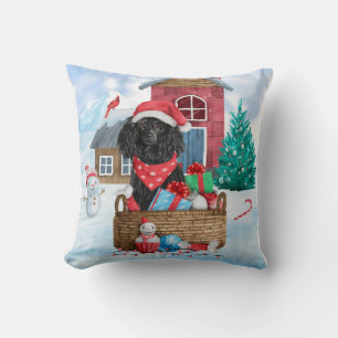 Poodle Dog In snow Christmas Dog House Cushion