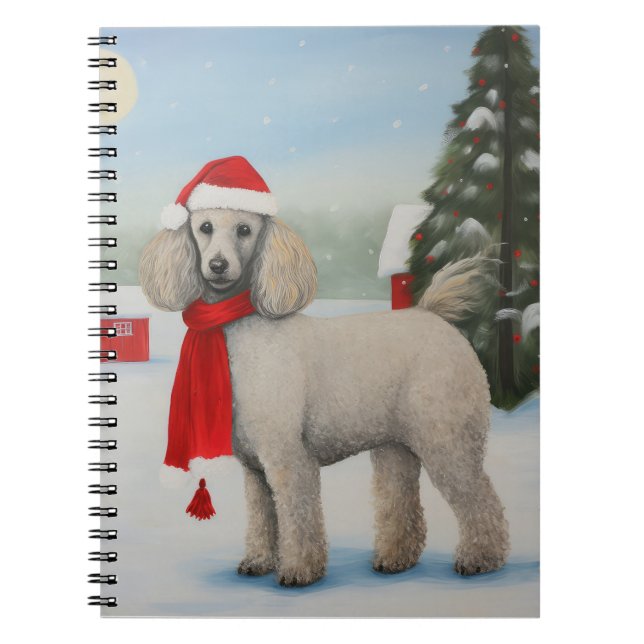 Poodle Dog in Snow Christmas Notebook (Front)