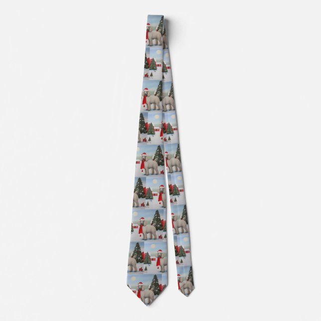 Poodle Dog in Snow Christmas Tie (Front)