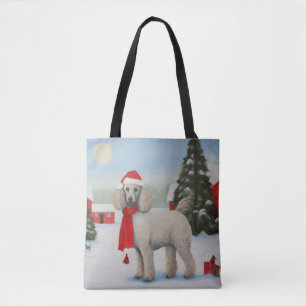 Poodle Dog in Snow Christmas Tote Bag