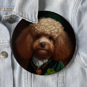 Poodle Dog in St. Patrick's Day Dress 6 Cm Round Badge