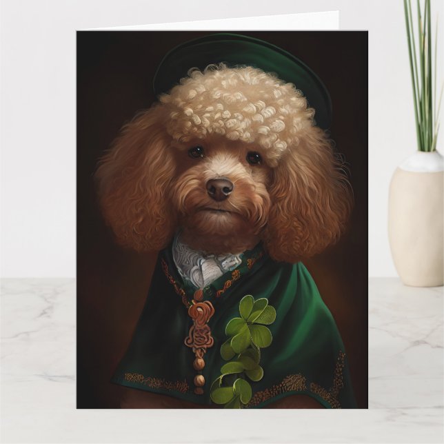 Poodle Dog in St. Patrick's Day Dress Card (Front)