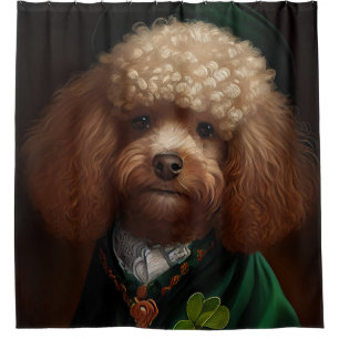 Poodle Dog in St. Patrick's Day Dress Shower Curtain