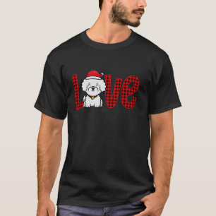 Poodle Dog Love Christmas Pyjamas Family Red Plaid T-Shirt