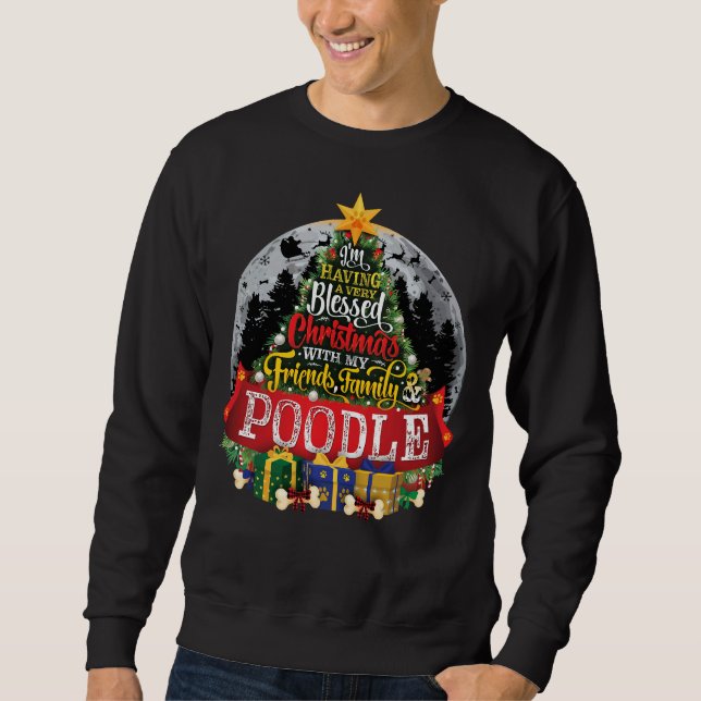 Poodle Dog Lovers Christmas Spruce Tree Gift Sweatshirt (Front)