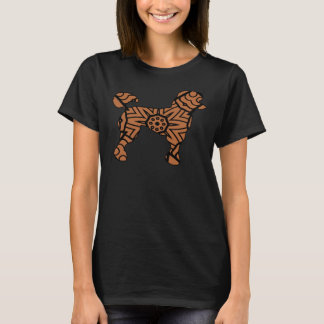 Poodle Dog Mandala Cute Brown Black Artistic Puppy T-Shirt