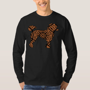 Poodle Dog Mandala Cute Brown Black Artistic Puppy T-Shirt