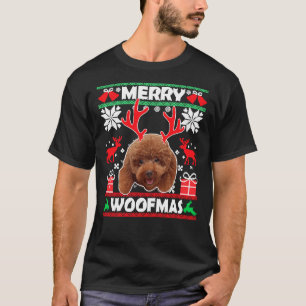 Poodle Dog Merry Woofmas Christmas Dog T-Shirt