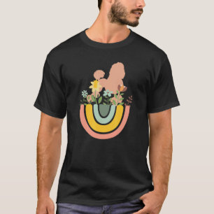 Poodle Dog Mum Dad Pet Cute Rainbow Boho Pink T-Shirt
