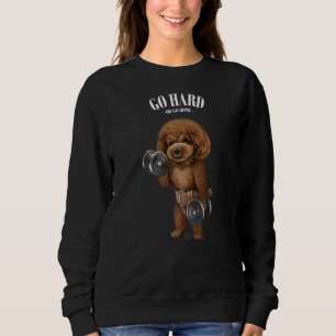 Poodle Dog Muscle Training With Dumbbell In Fitnes Sweatshirt