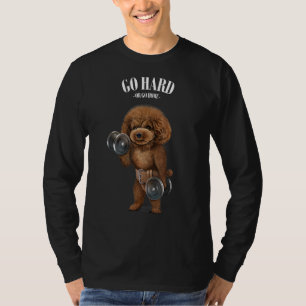 Poodle Dog Muscle Training With Dumbbell In Fitnes T-Shirt