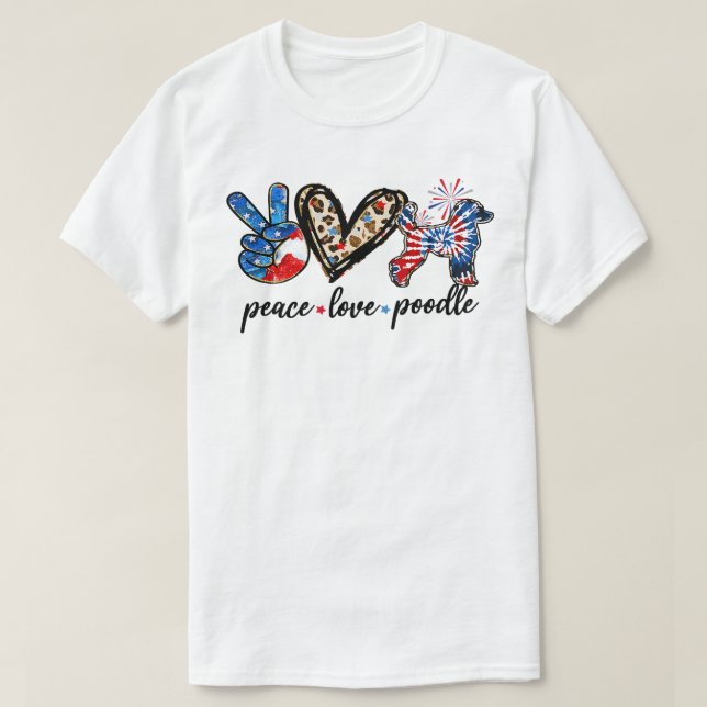 Poodle Dog Peace Love Poodle Dog Tie Dye Leopard F T-Shirt (Design Front)