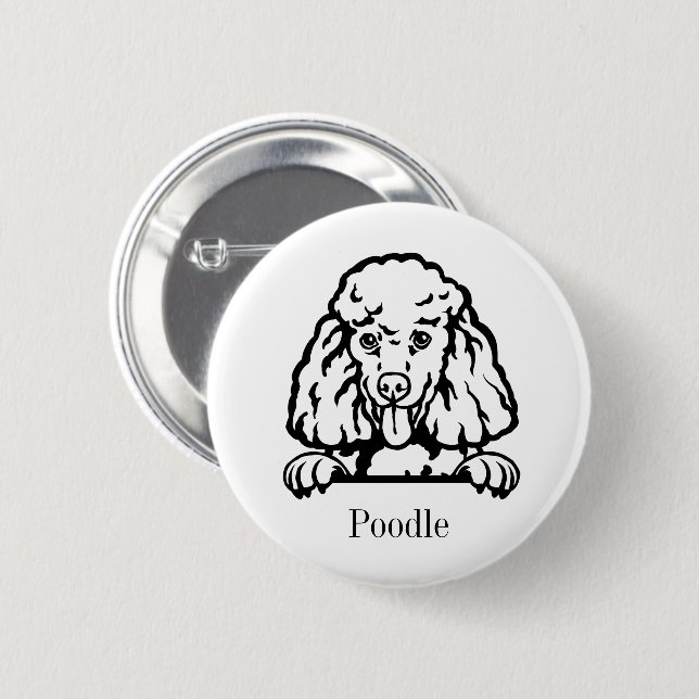 poodle dog personalised   6 cm round badge (Front & Back)