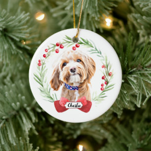 Poodle Dog Personalised Christmas Ceramic Ornament