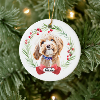 Poodle Dog Personalised Christmas Ceramic Ornament
