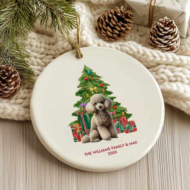 Poodle Dog Personalised Christmas Ceramic Ornament (Creator Uploaded)