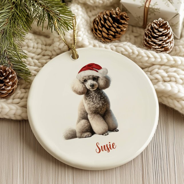 Poodle Dog Personalised Christmas Ceramic Ornament (Creator Uploaded)