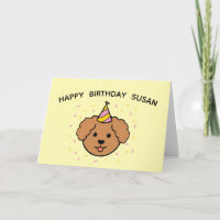 Poodle Dog | Pink & Yellow Birthday Folded