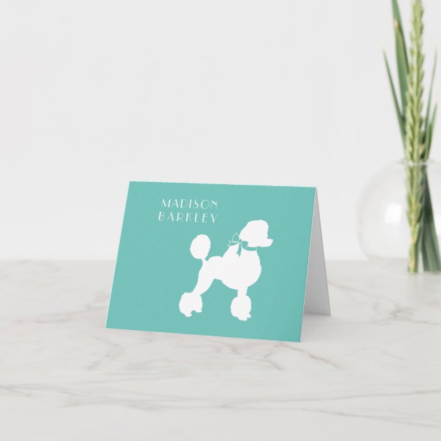 Poodle Dog Puppy French Note Card (Front)