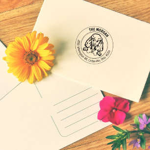 Poodle Dog Return Address Family Rubber Stamp