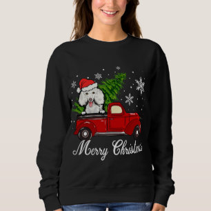 Poodle Dog Riding Red Truck Christmas Decorations Sweatshirt