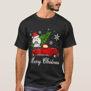 Poodle Dog Riding Red Truck Christmas Decorations T-Shirt