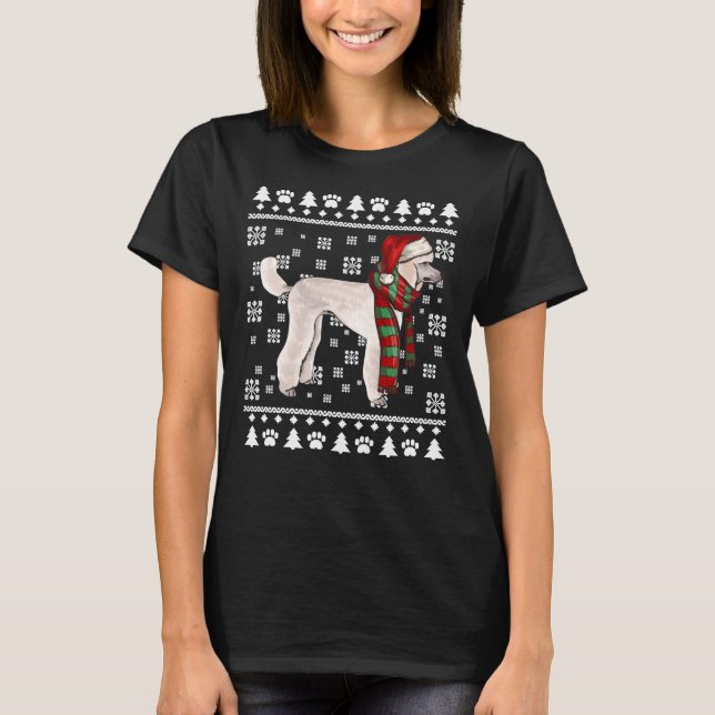 Poodle Dog Santa Hat Xmas Ugly Christmas T-Shirt (Front)