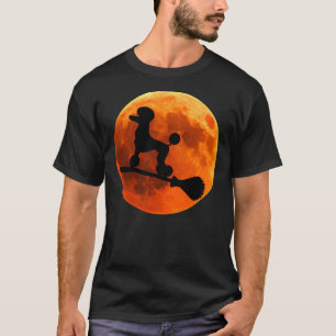 Poodle Dog Silhouette Moon Halloween T-Shirt