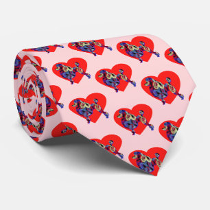 Poodle Dog Silhouette Valentines Day Heart Pink Tie